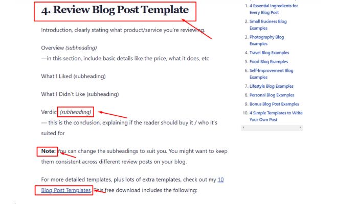 example of text format in a blog post