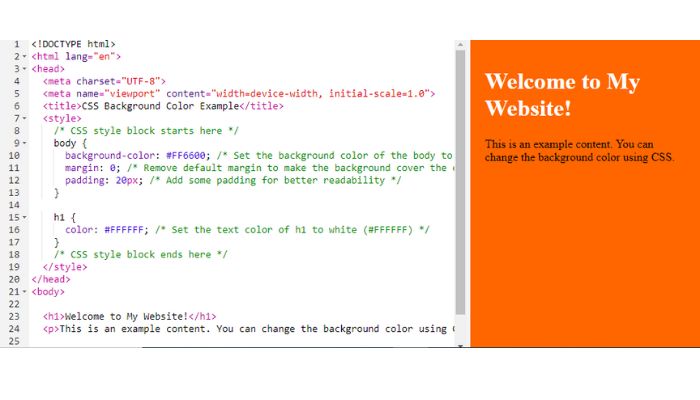 using css style background-color property 